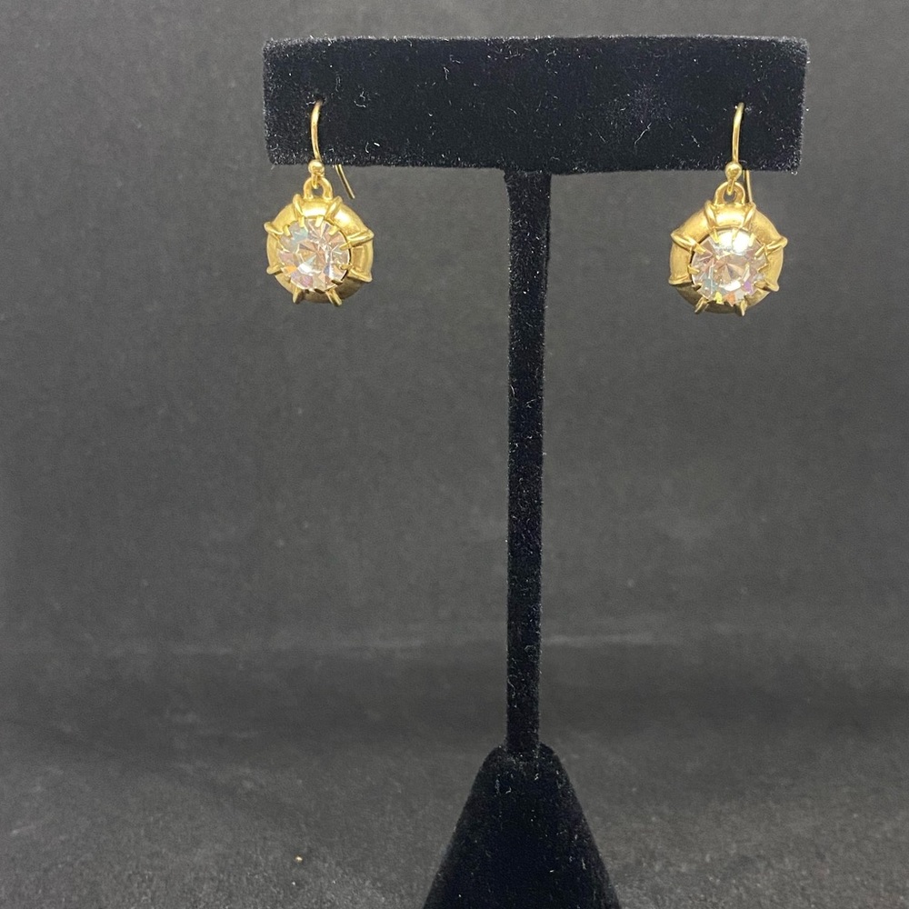 J.Crew Gold Tone and Crystal Drop Earrings